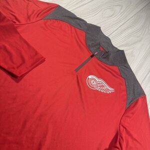 Detroit Red Wings 1/4 Zip Pullover Men’s L Logo Red Performance Pockets NHL New
